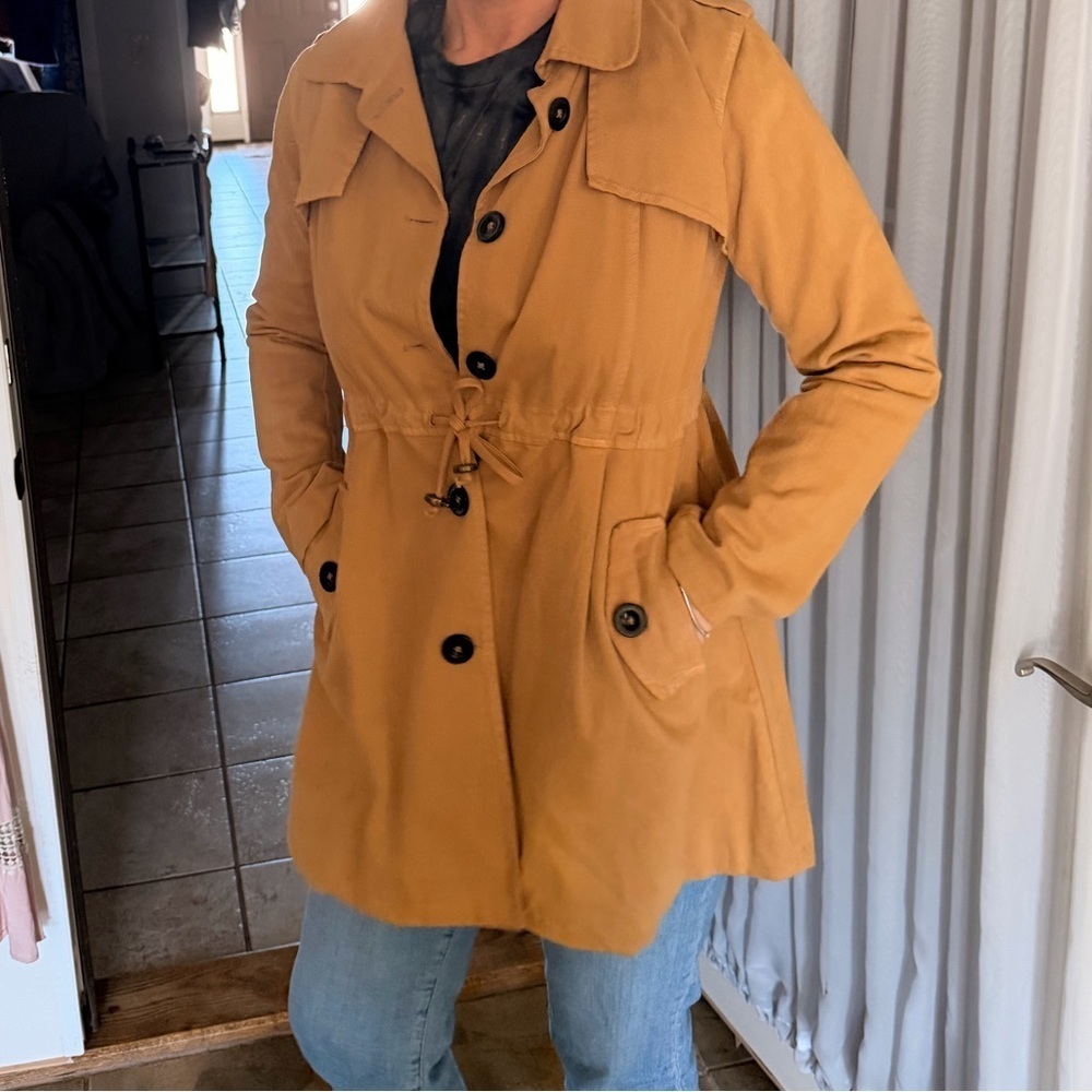 Rails Camel Buttoned Trench Coat Small - Picture 5 of 10